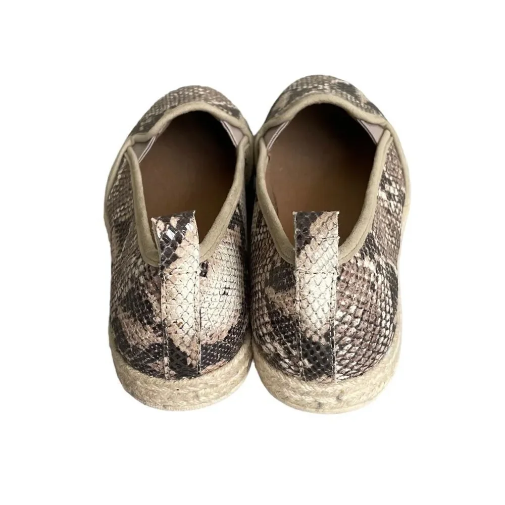 CLARKS Collection Slip On Espadrilles Shoes Snake Print Tan Brown 8.5